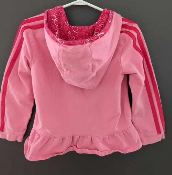 Adidas pink zip up hoodie with ruffle detail - Picture 2 of 4
